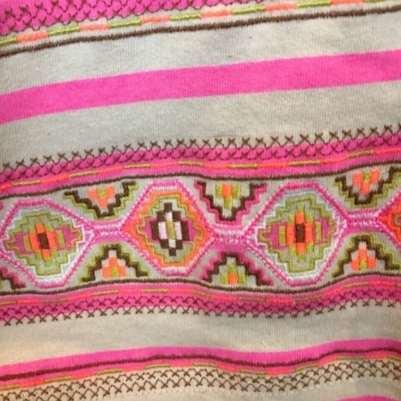 J.CREW / striped pink embroidered 3/4 sleeves top - Picture 3 of 5